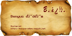 Benyus Ádám névjegykártya