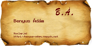 Benyus Ádám névjegykártya